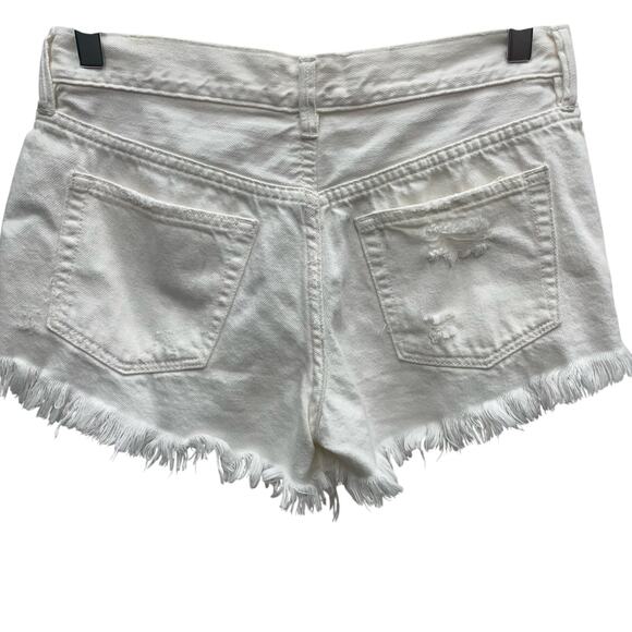 Anthropologie We The Free White Button Front Distressed Frayed Hem Shorts Sz 26 - Picture 9 of 11